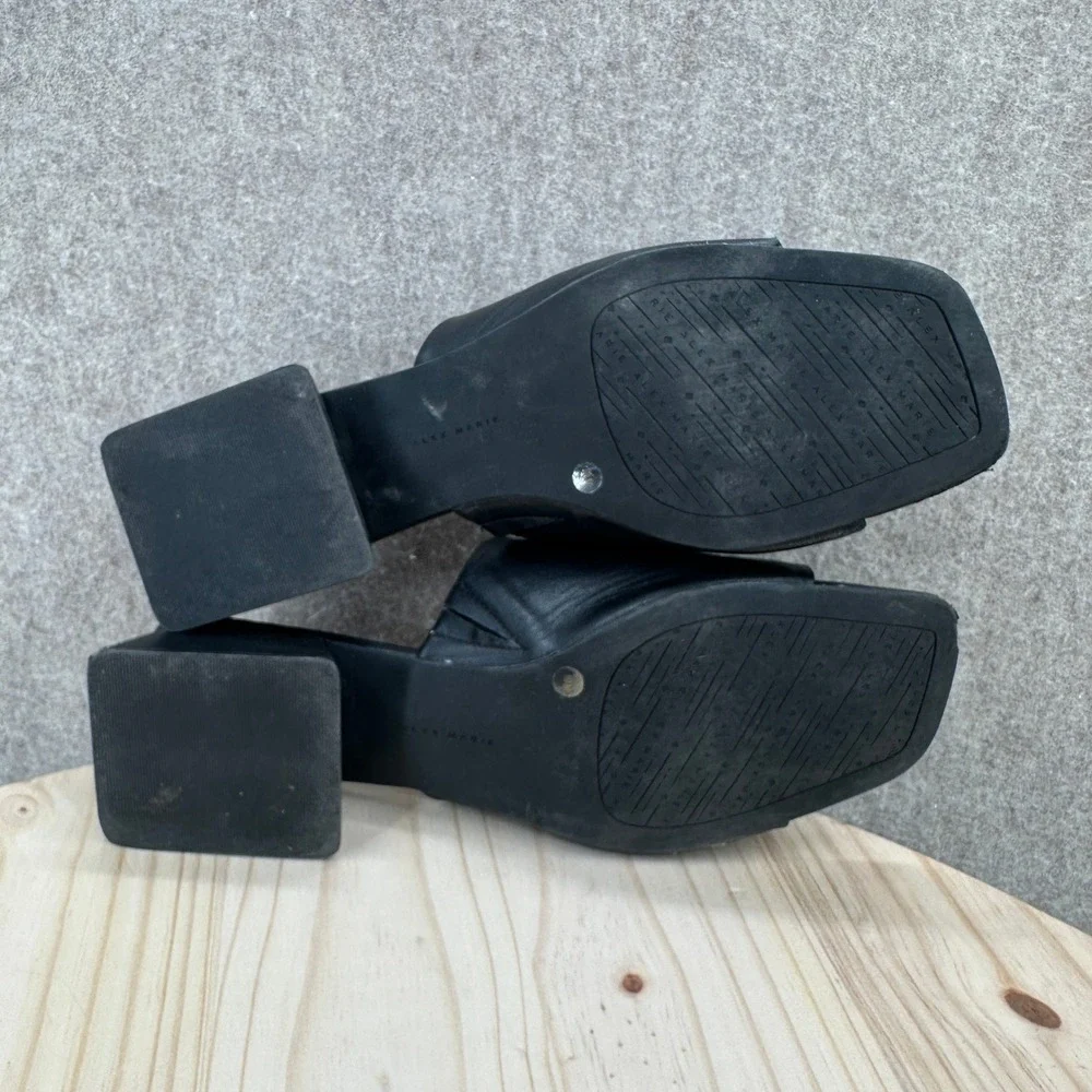 Y2K Sandals Womens 10M Black Leather Square Toe Low Block Heel Mules
